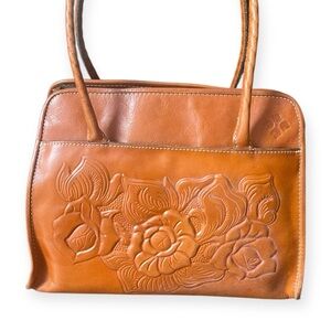 Patricia Nash Floral Embossed Tan Shoulder Bag